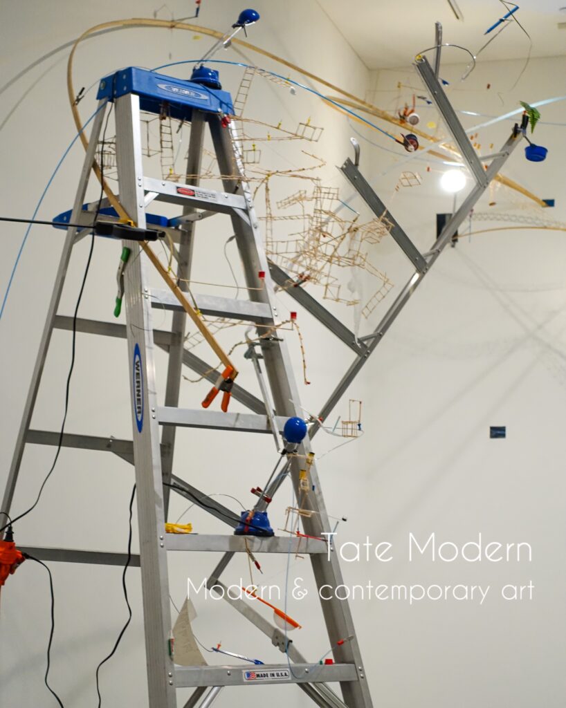 Tate Modern is a free contemporary and modern art exhibition in London, which is known for its use of objects, such as ladders, to create abstract art,