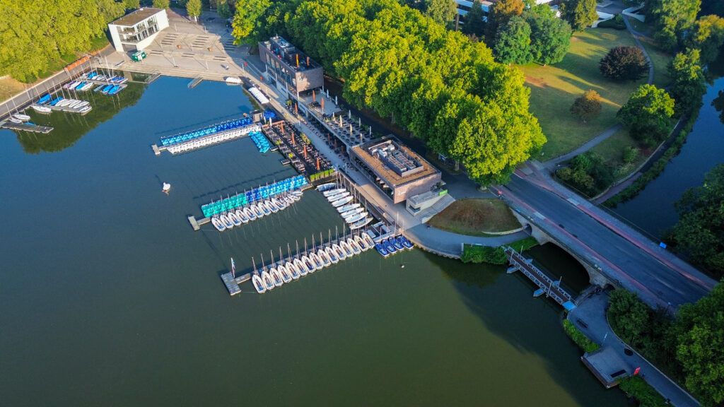 The Aasee is a 2300m long lake in Muenster, where you will also find the Giant Pool Balls from the sculpture project. The lake is expansive and you will see both sailing and pedal boats, which can be rented. The lake is surrounded by woodland.